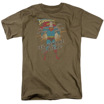 Safari green men's regular fit t-shirt with Superman El Hombre Del Acero graphic