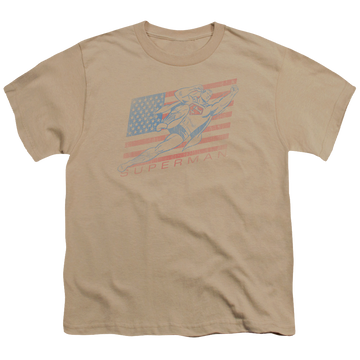 Sand youth t-shirt for ages 8 to 12 with Superman Vintage graphic