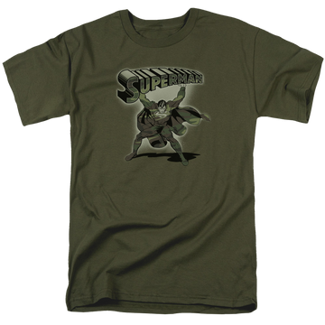 Military green men's regular fit t-shirt with Superman Camo Logo graphic