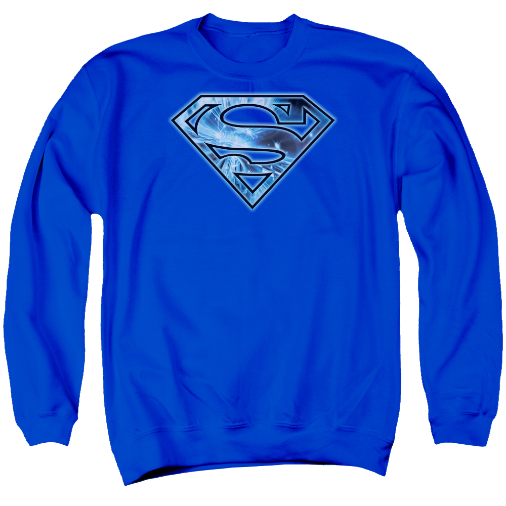 Superman On Ice Shield - Men's Crewneck Sweatshirt Men's Crewneck Sweatshirt Superman   