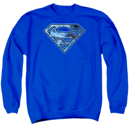 Superman On Ice Shield - Men's Crewneck Sweatshirt Men's Crewneck Sweatshirt Superman   