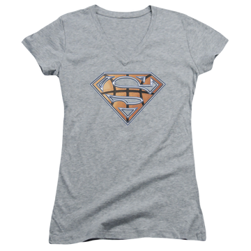 Superman Basketball Shield - Juniors V-Neck T-Shirt Juniors V-Neck T-Shirt Superman   