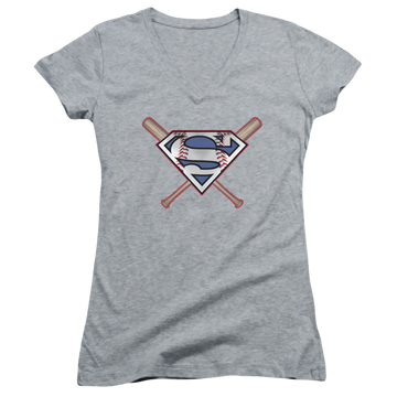 Superman Crossed Bats - Juniors V-Neck T-Shirt Juniors V-Neck T-Shirt Superman   