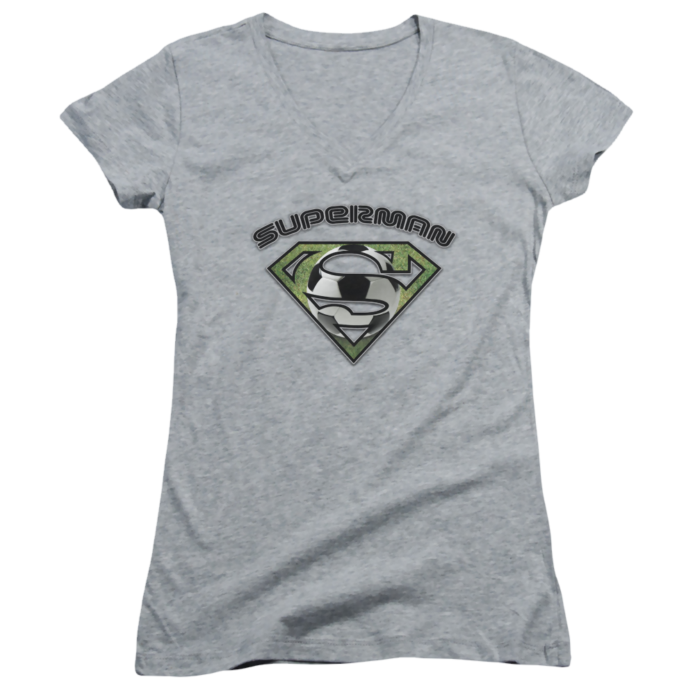 Superman Soccer Shield - Juniors V-Neck T-Shirt Juniors V-Neck T-Shirt Superman   