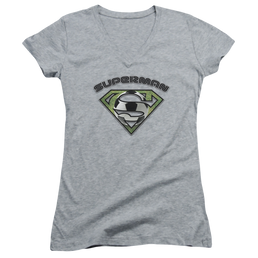 Superman Soccer Shield - Juniors V-Neck T-Shirt Juniors V-Neck T-Shirt Superman   