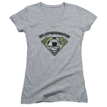 Superman Soccer Shield - Juniors V-Neck T-Shirt Juniors V-Neck T-Shirt Superman   