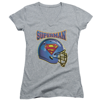 Superman Helmet - Juniors V-Neck T-Shirt Juniors V-Neck T-Shirt Superman   