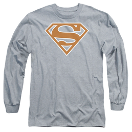 Superman Burnt Orange&White Shield - Men's Long Sleeve T-Shirt Men's Long Sleeve T-Shirt Superman   