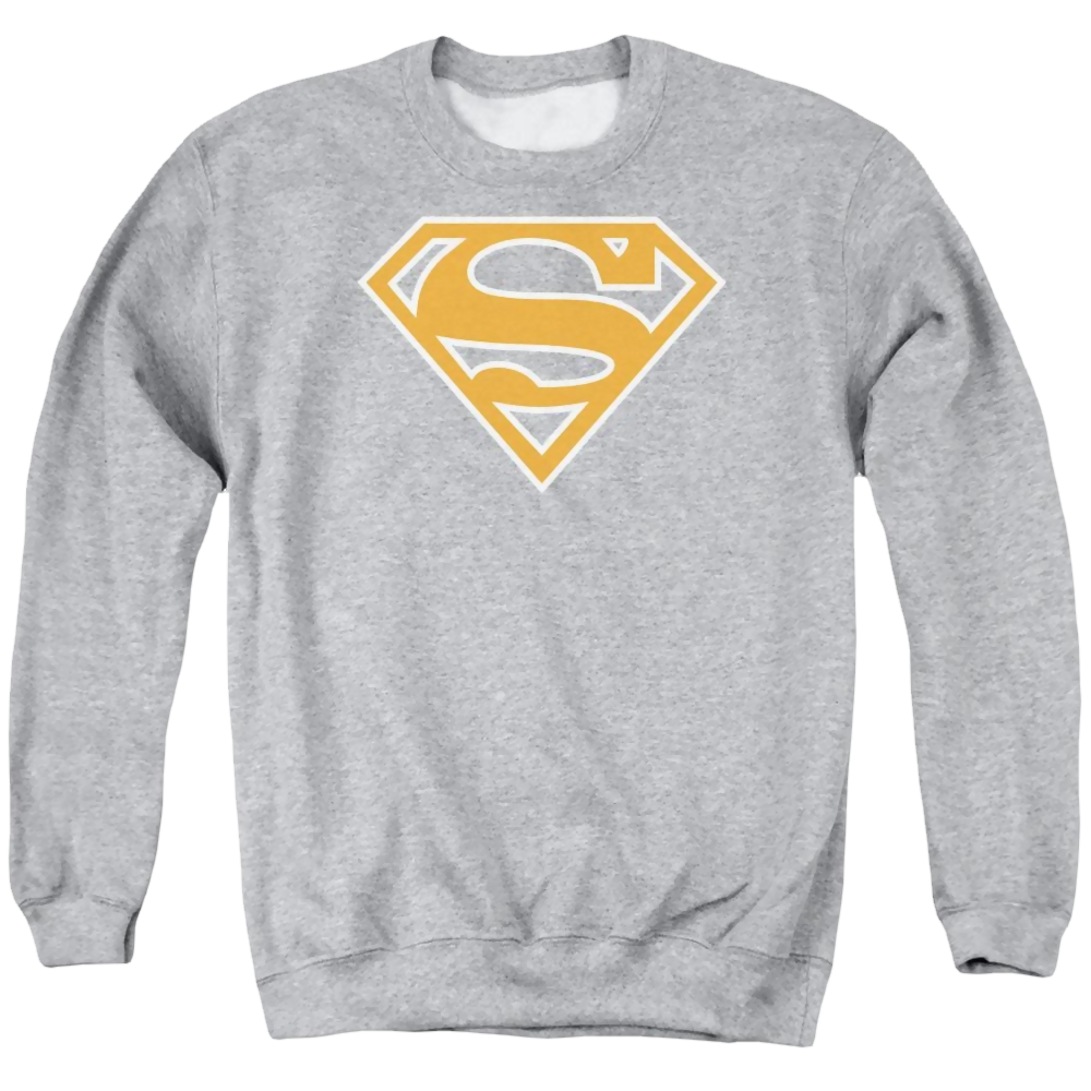 Superman Burnt Orange&amp;white Shield Men's Crewneck Sweatshirt Men's Crewneck Sweatshirt Superman   