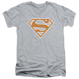 Superman Burnt Orange&White Shield - Men's V-Neck T-Shirt Men's V-Neck T-Shirt Superman   