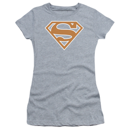Superman Burnt Orange&White Shield - Juniors T-Shirt Juniors T-Shirt Superman   