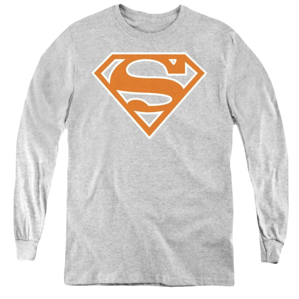 Superman Burnt Orange&White Shield - Youth Long Sleeve T-Shirt Youth Long Sleeve T-Shirt Superman   
