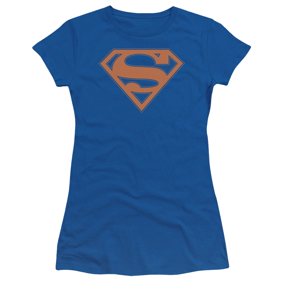 Superman Blue & Orange Shield - Juniors T-Shirt Juniors T-Shirt Superman   