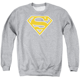 Superman Lt Orange & White Shield - Men's Crewneck Sweatshirt Men's Crewneck Sweatshirt Superman   