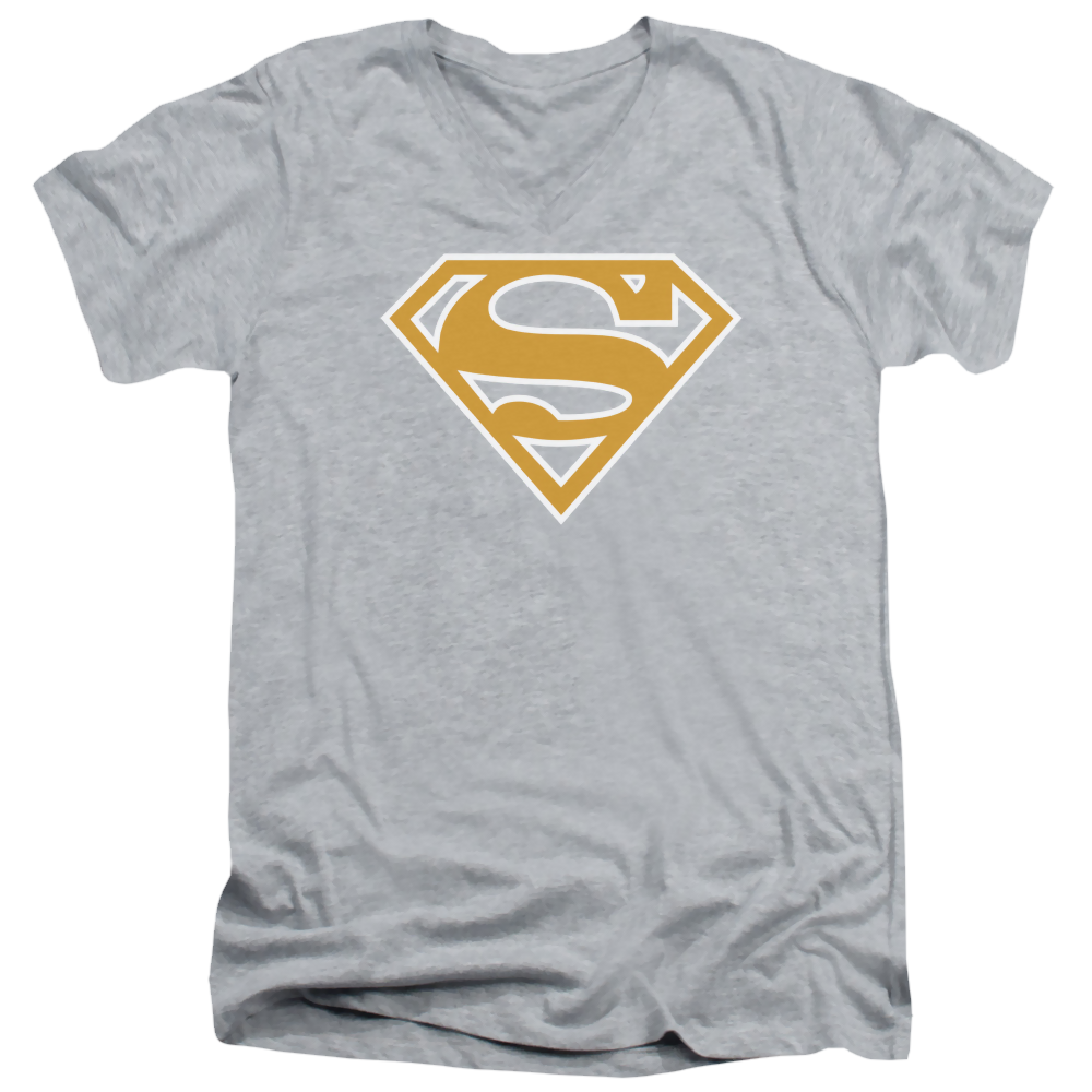 Superman Lt Orange & White Shield - Men's V-Neck T-Shirt Men's V-Neck T-Shirt Superman   