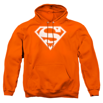 Orange pullover hoodie with Superman Orange & White Shield graphic