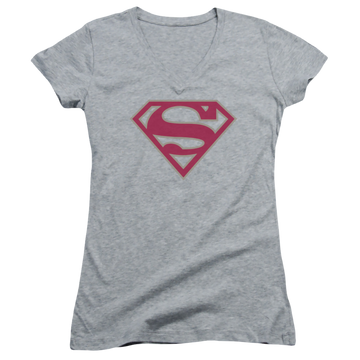 Superman Crimson & Gray Shield - Juniors V-Neck T-Shirt Juniors V-Neck T-Shirt Superman   