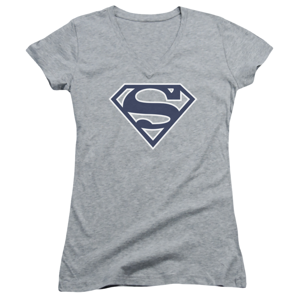 Superman Navy & White Shield - Juniors V-Neck T-Shirt Juniors V-Neck T-Shirt Superman   
