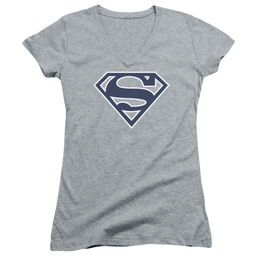 Superman Navy & White Shield - Juniors V-Neck T-Shirt Juniors V-Neck T-Shirt Superman   