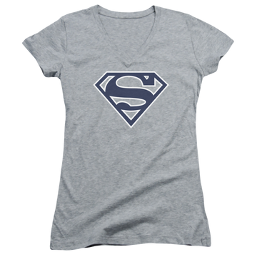 Superman Navy & White Shield - Juniors V-Neck T-Shirt Juniors V-Neck T-Shirt Superman   