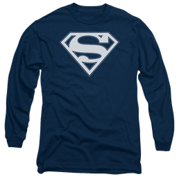 Superman Navy & White Shield - Men's Long Sleeve T-Shirt Men's Long Sleeve T-Shirt Superman   