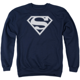 Superman Navy & White Shield - Men's Crewneck Sweatshirt Men's Crewneck Sweatshirt Superman   