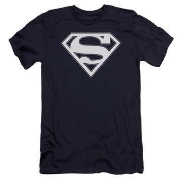Navy men's premium slim fit t-shirt with Superman Navy & White Shield graphic