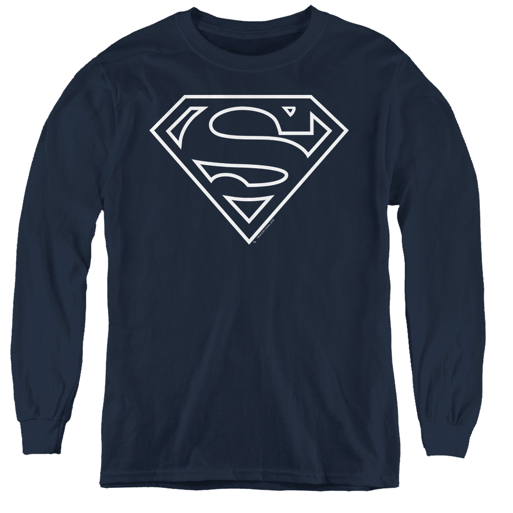 Superman Navy & White Shield - Youth Long Sleeve T-Shirt Youth Long Sleeve T-Shirt Superman   