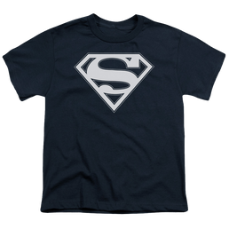 Superman Navy & White Shield - Youth T-Shirt Youth T-Shirt (Ages 8-12) Superman   