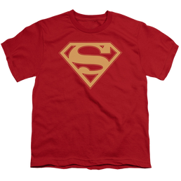 Superman Red & Gold Shield - Youth T-Shirt Youth T-Shirt (Ages 8-12) Superman   