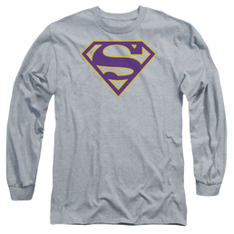 Superman Purple & Gold Shield - Men's Long Sleeve T-Shirt Men's Long Sleeve T-Shirt Superman   