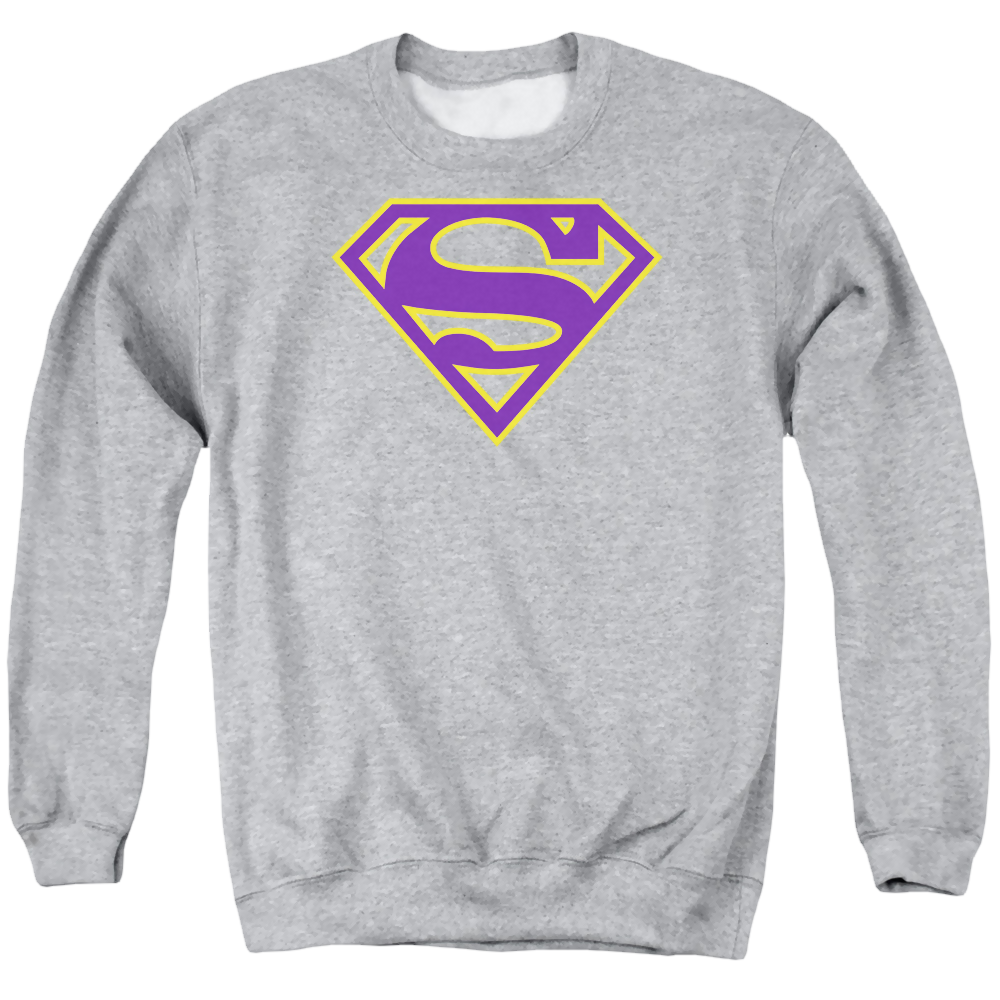 Superman Purple & Gold Shield - Men's Crewneck Sweatshirt Men's Crewneck Sweatshirt Superman   