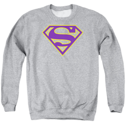 Superman Purple & Gold Shield - Men's Crewneck Sweatshirt Men's Crewneck Sweatshirt Superman   