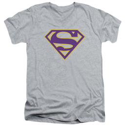 Superman Purple & Gold Shield - Men's V-Neck T-Shirt Men's V-Neck T-Shirt Superman   