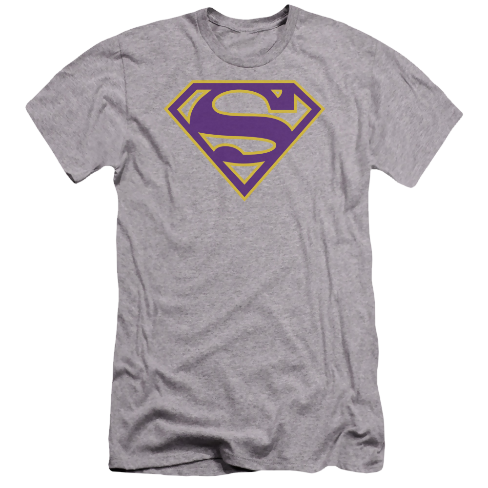 Superman Purple & Gold Shield - Men's Premium Slim Fit T-Shirt Men's Premium Slim Fit T-Shirt Superman   