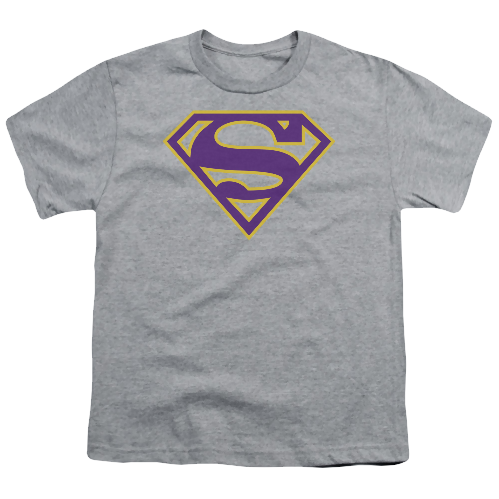Superman Purple & Gold Shield - Youth T-Shirt Youth T-Shirt (Ages 8-12) Superman   