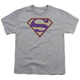 Superman Purple & Gold Shield - Youth T-Shirt Youth T-Shirt (Ages 8-12) Superman   