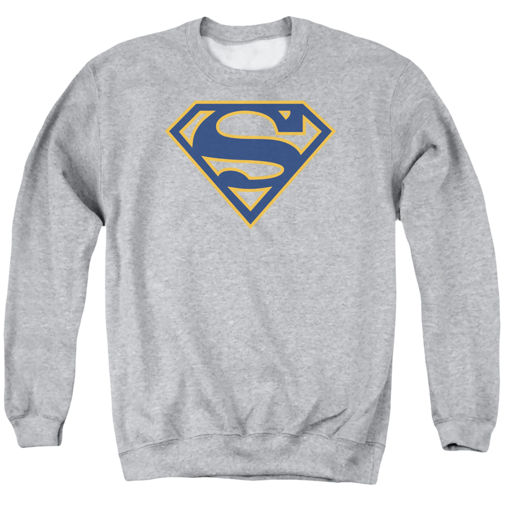 Superman Navy & Orange Shield - Men's Crewneck Sweatshirt Men's Crewneck Sweatshirt Superman   