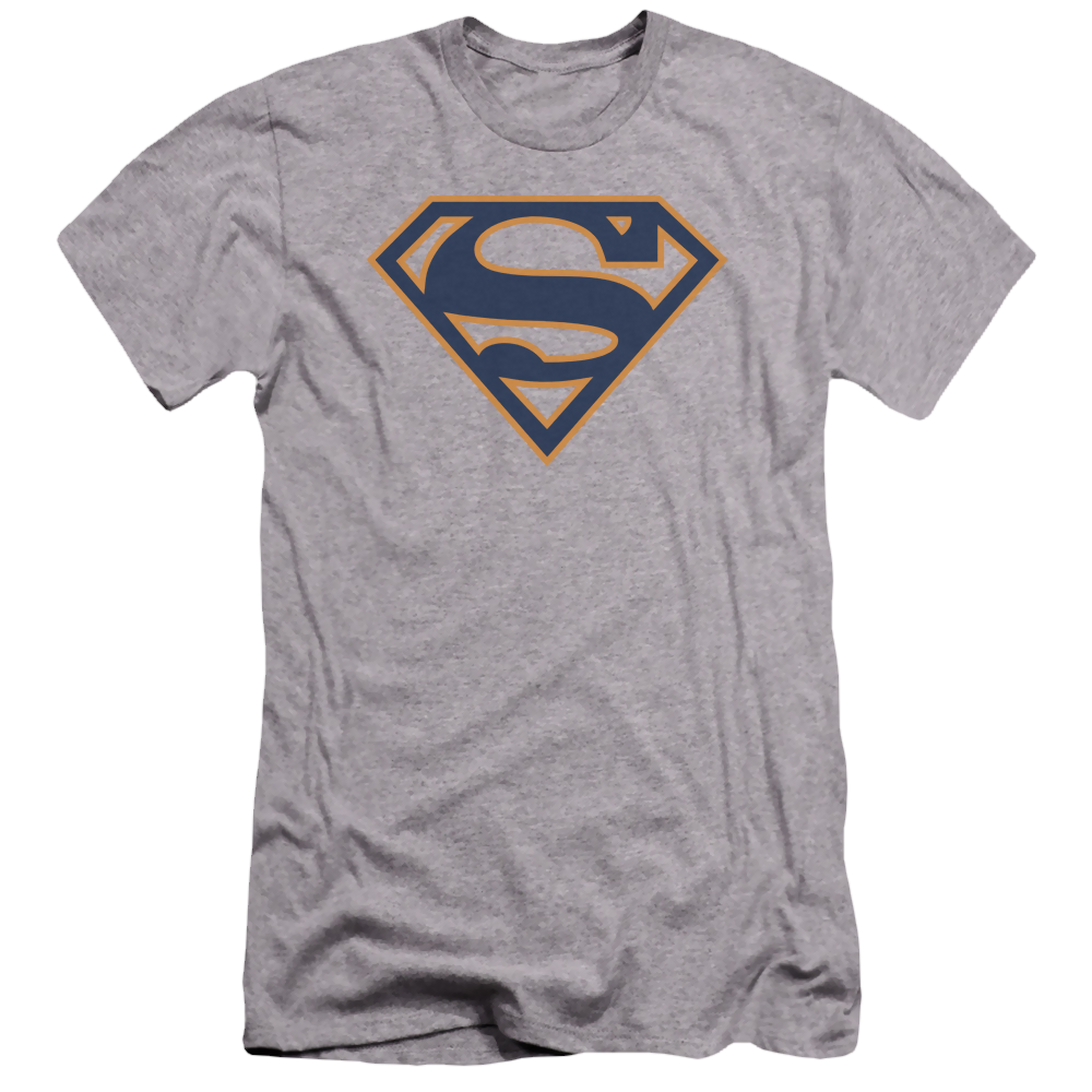 Superman Navy & Orange Shield - Men's Premium Slim Fit T-Shirt Men's Premium Slim Fit T-Shirt Superman   