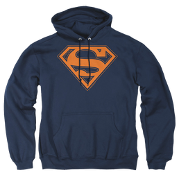 Superman Navy & Orange Shield - Pullover Hoodie Pullover Hoodie Superman   