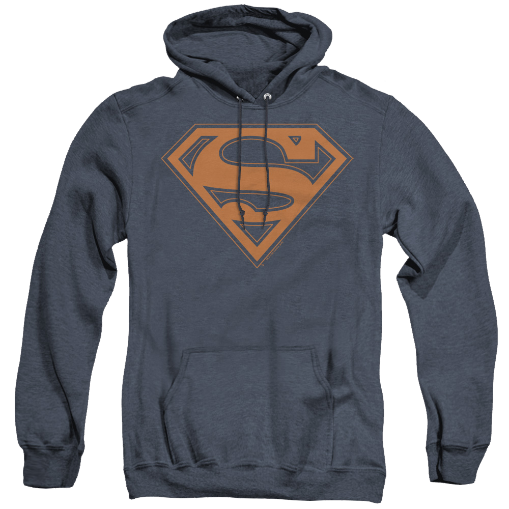 Superman Navy & Orange Shield - Heather Pullover Hoodie Heather Pullover Hoodie Superman   