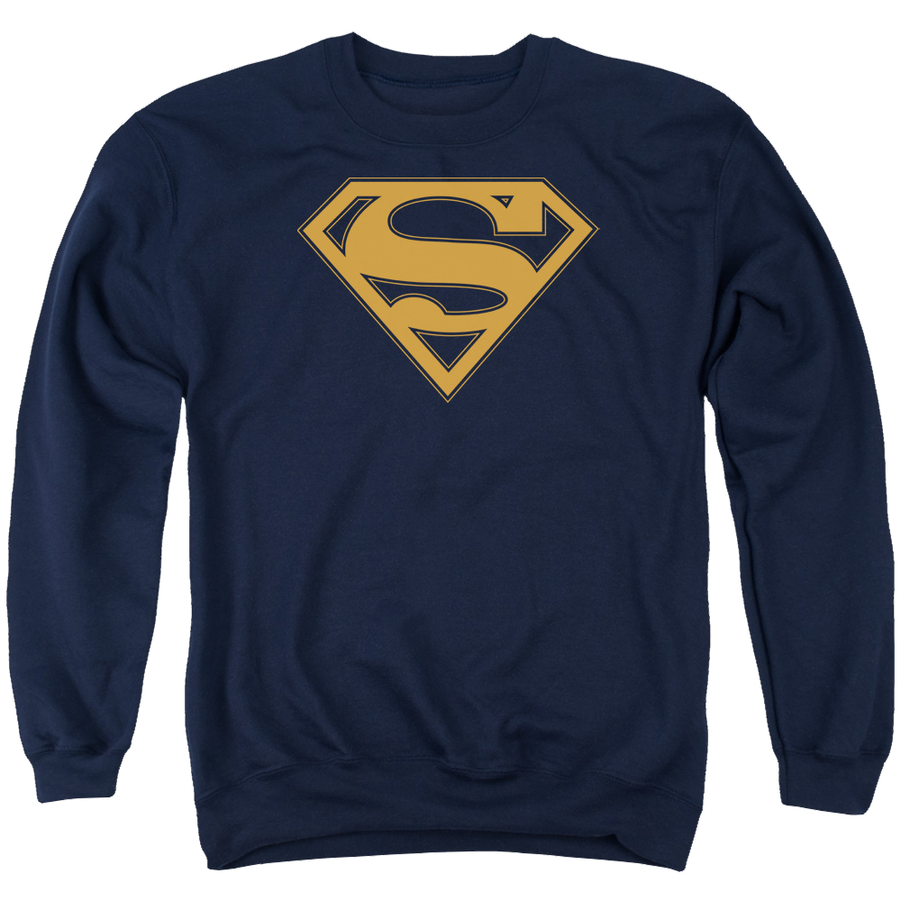 Superman Navy & Orange Shield - Men's Crewneck Sweatshirt Men's Crewneck Sweatshirt Superman   