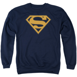Superman Navy & Orange Shield - Men's Crewneck Sweatshirt Men's Crewneck Sweatshirt Superman   
