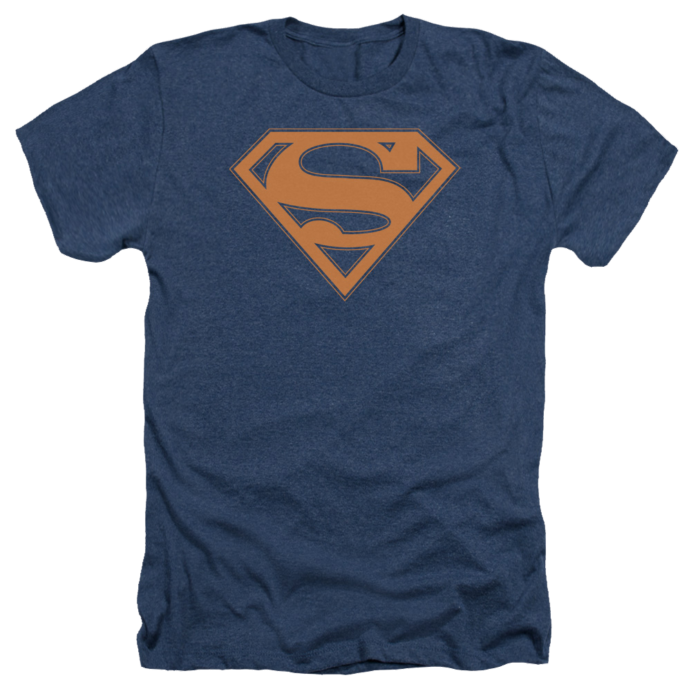 Superman Navy & Orange Shield - Men's Heather T-Shirt Men's Heather T-Shirt Superman   