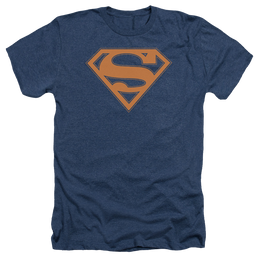 Superman Navy & Orange Shield - Men's Heather T-Shirt Men's Heather T-Shirt Superman   