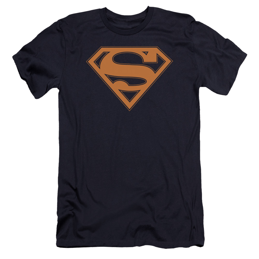 Superman Navy & Orange Shield - Men's Premium Slim Fit T-Shirt Men's Premium Slim Fit T-Shirt Superman   