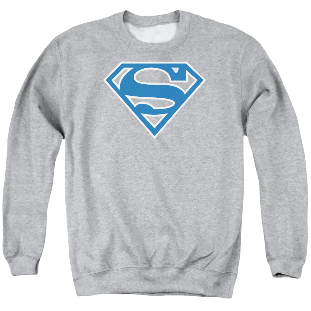 Superman Blue & White Shield - Men's Crewneck Sweatshirt Men's Crewneck Sweatshirt Superman   