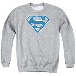 Superman Blue & White Shield - Men's Crewneck Sweatshirt Men's Crewneck Sweatshirt Superman   