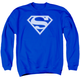 Superman Blue & White Shield - Men's Crewneck Sweatshirt Men's Crewneck Sweatshirt Superman   