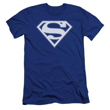 Royal men's premium slim fit t-shirt with Superman Blue & White Shield graphic